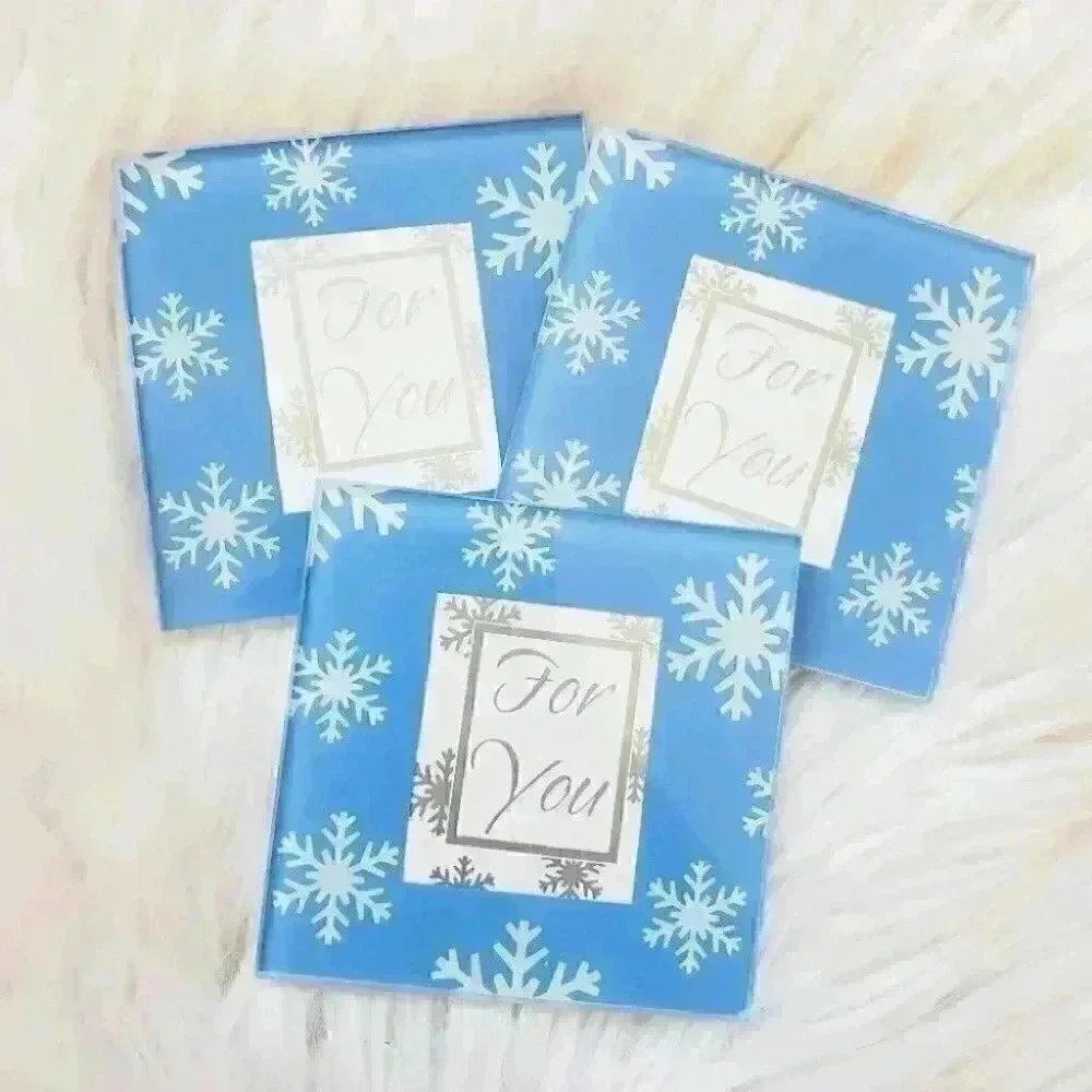 Glass coasters set of three winter themed home decor gift Picture Frames